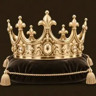 Gold crown on cushion — Royal Reels