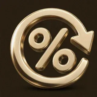 Gold percent symbol — Royal Reels