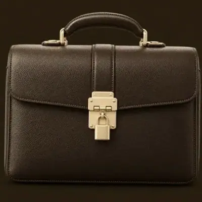 Locked leather briefcase — Royal Reels